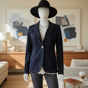 White House Black Market Denim Editor Blazer – Chic Tailoring & Edge Size 8